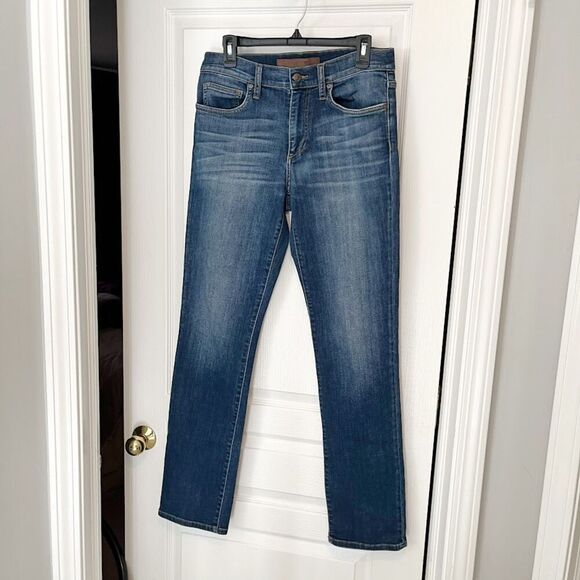 Joe's Hi Waisted Straight Leg Distressed Whiskering Faded Pocket Stretch Jeans - Picture 1 of 12